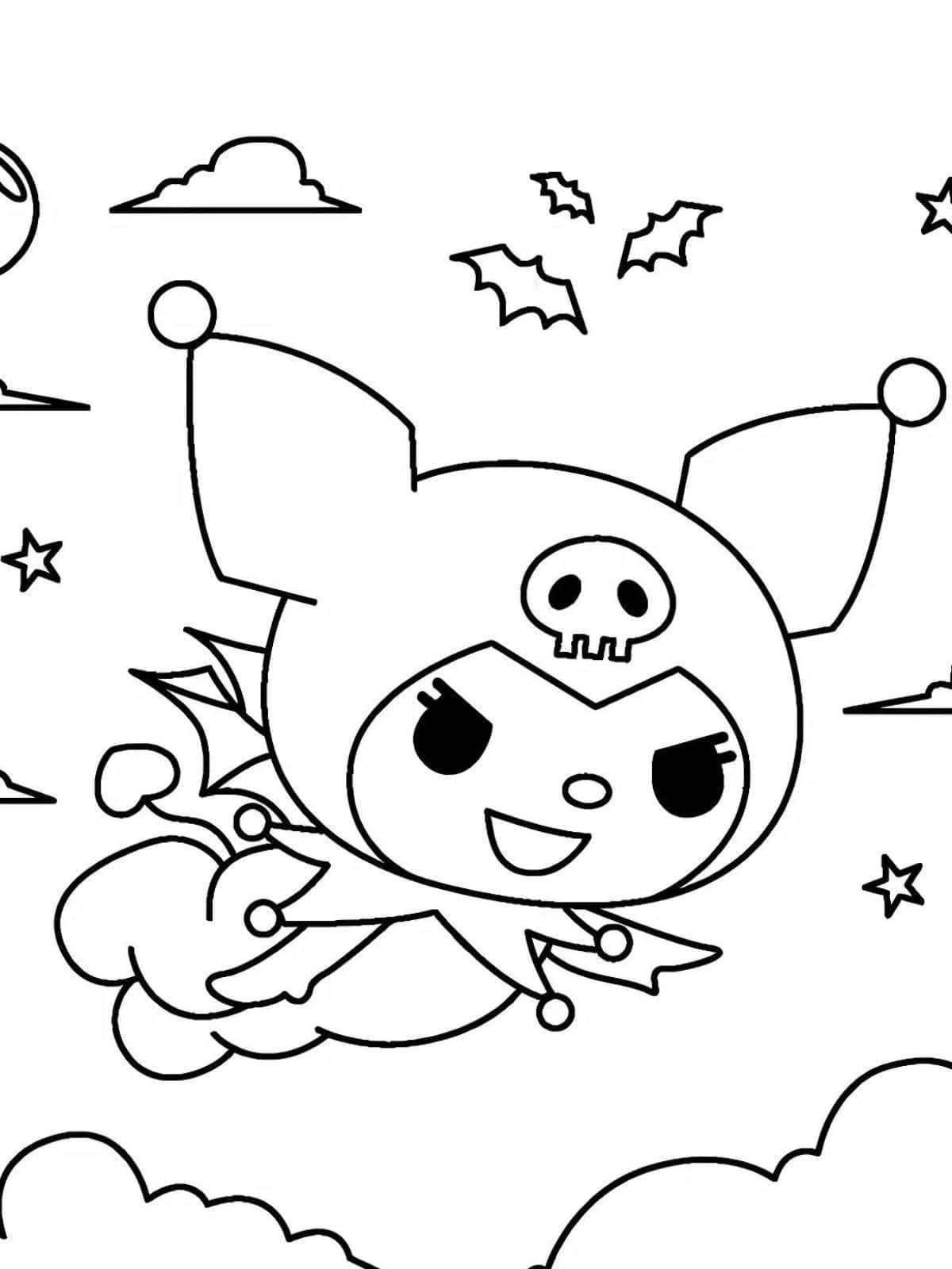 Coloring Pages Of Kuromi Flying