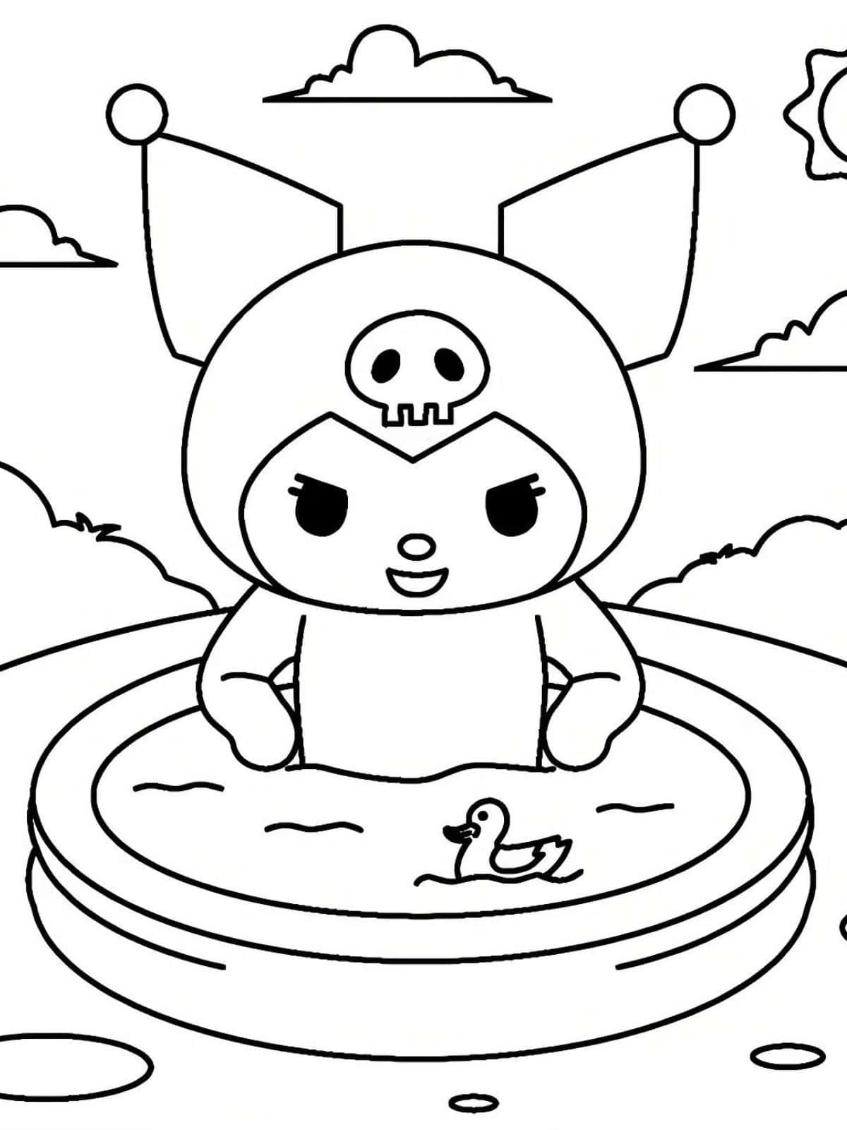 Coloring Pages Of Kuromi Swimming