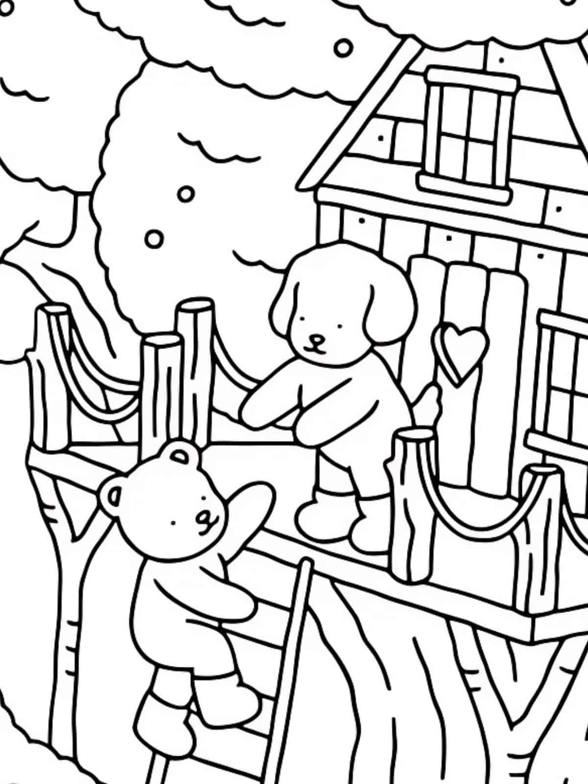 Cozy Tree House Coloring Pages