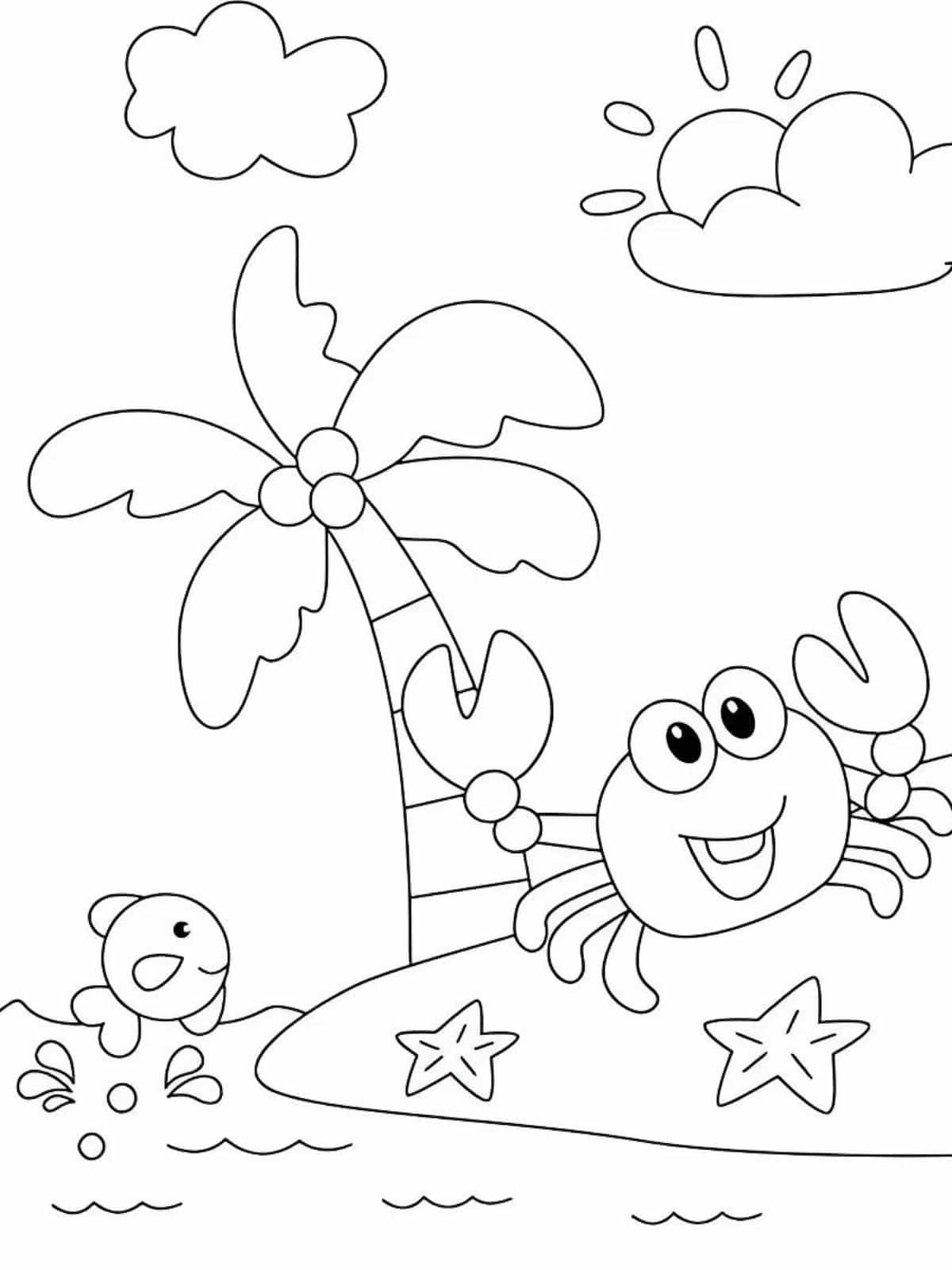 Crab Adventures In The Sand Coloring Sheets