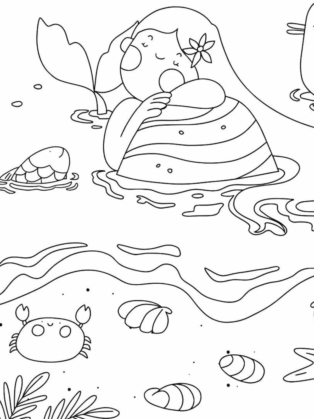 Crab With Mermaid Coloring Pages