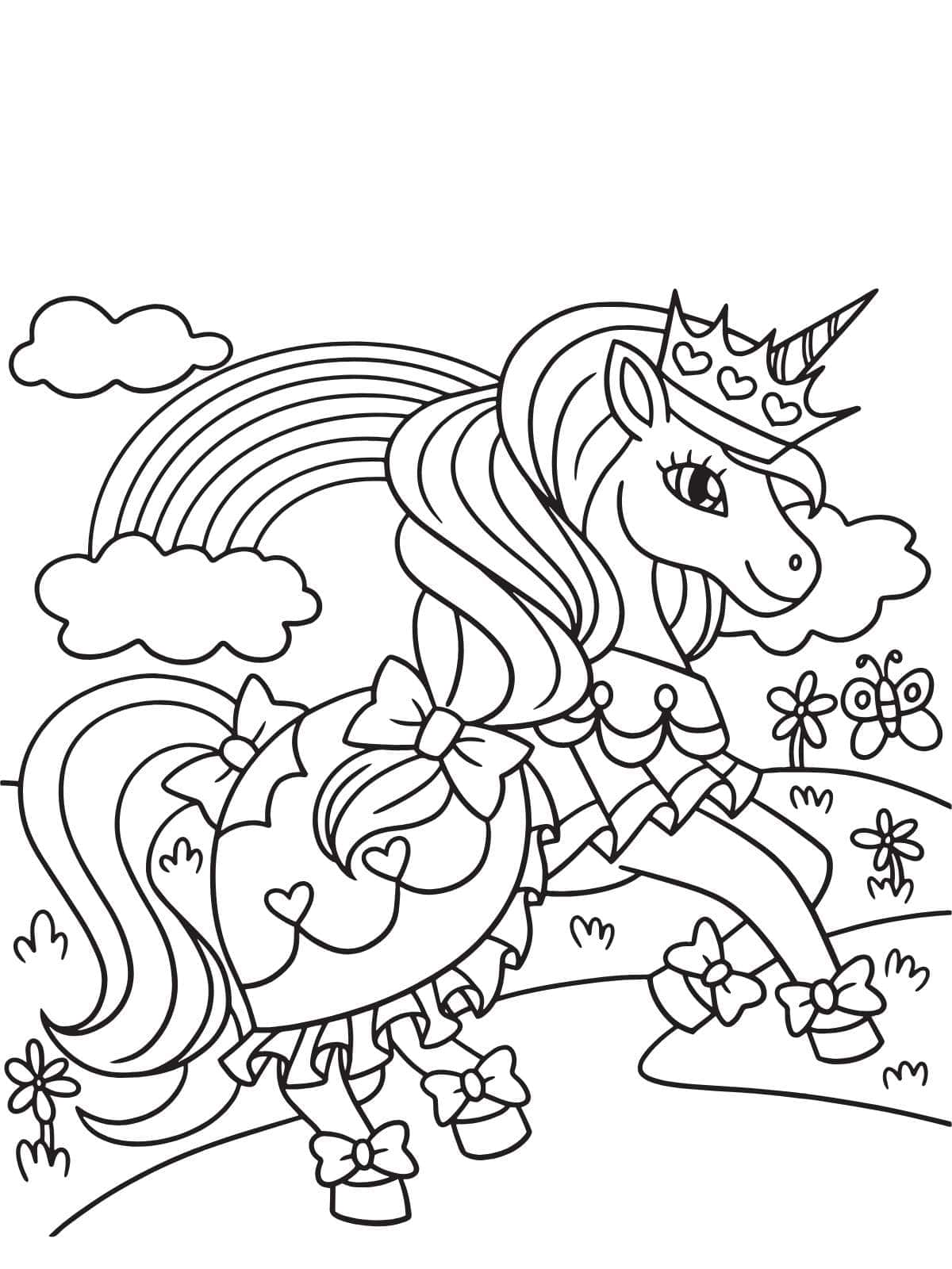 Crown Unicorn Coloring Pages For Kids