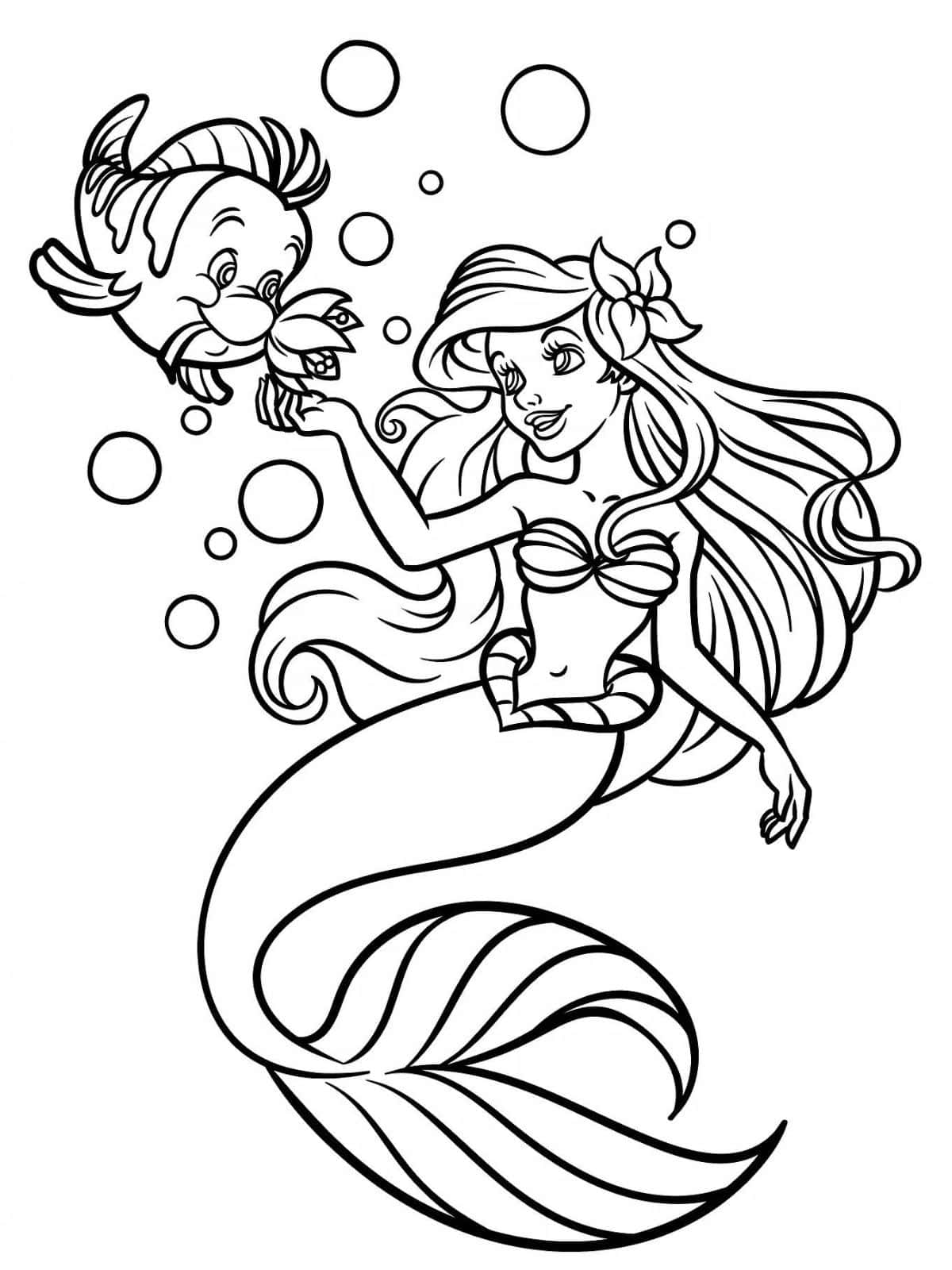 Cute Ariel Coloring Pages