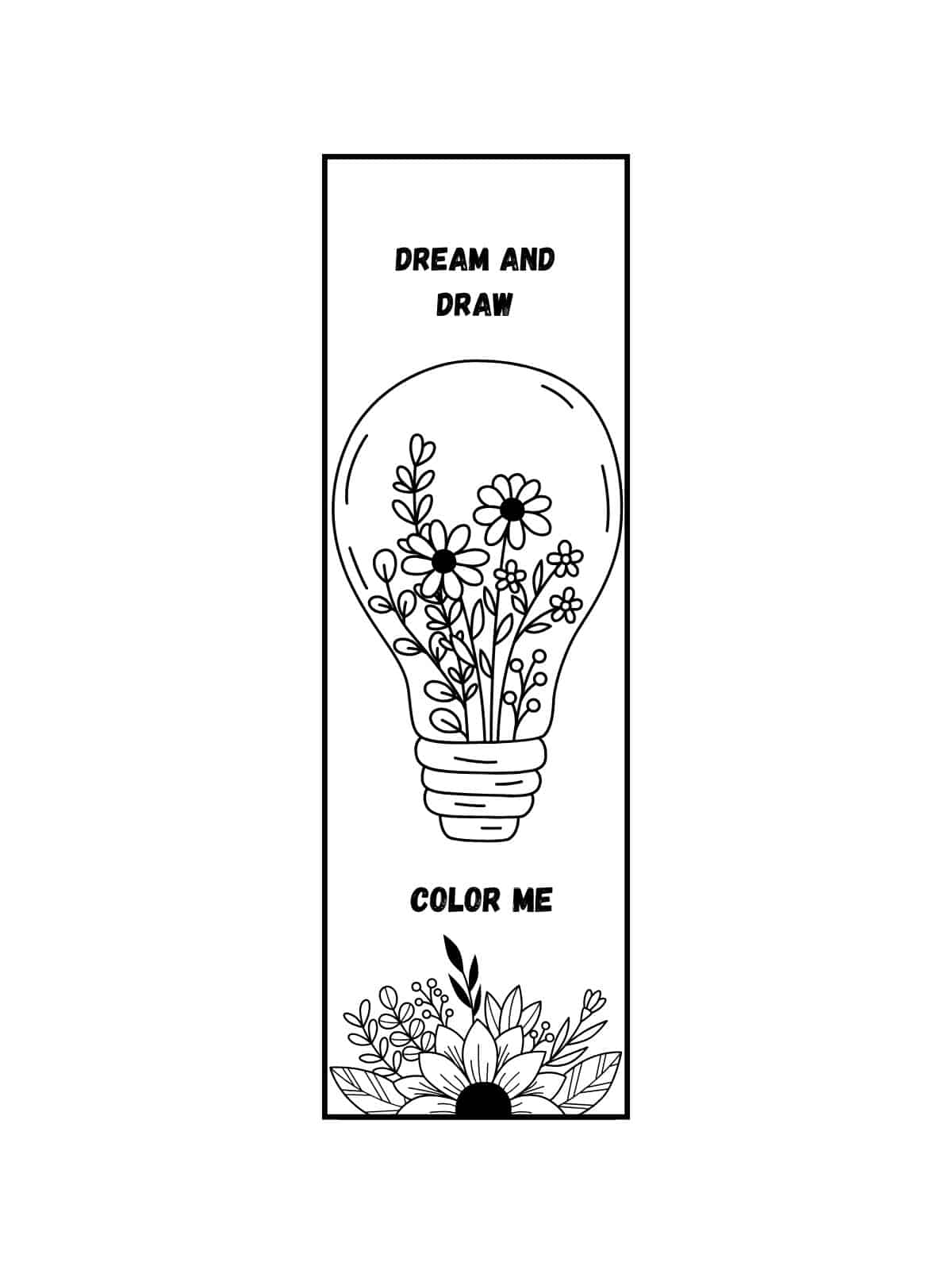 Cute Flower Bookmark Coloring Pages