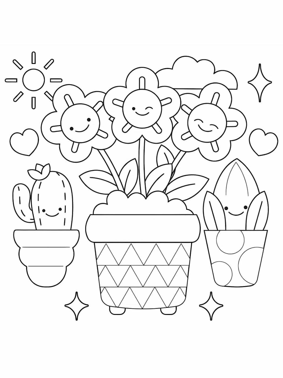 Cute Flower Pot Coloring Pages