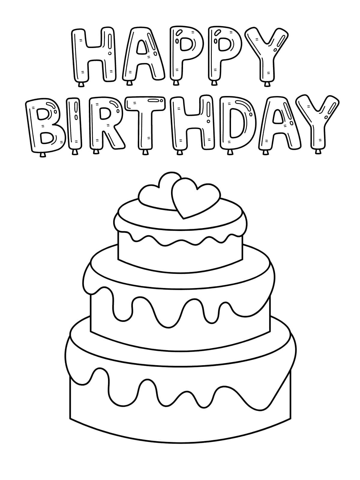 Cute Happy Birthday Coloring Pages For Kids