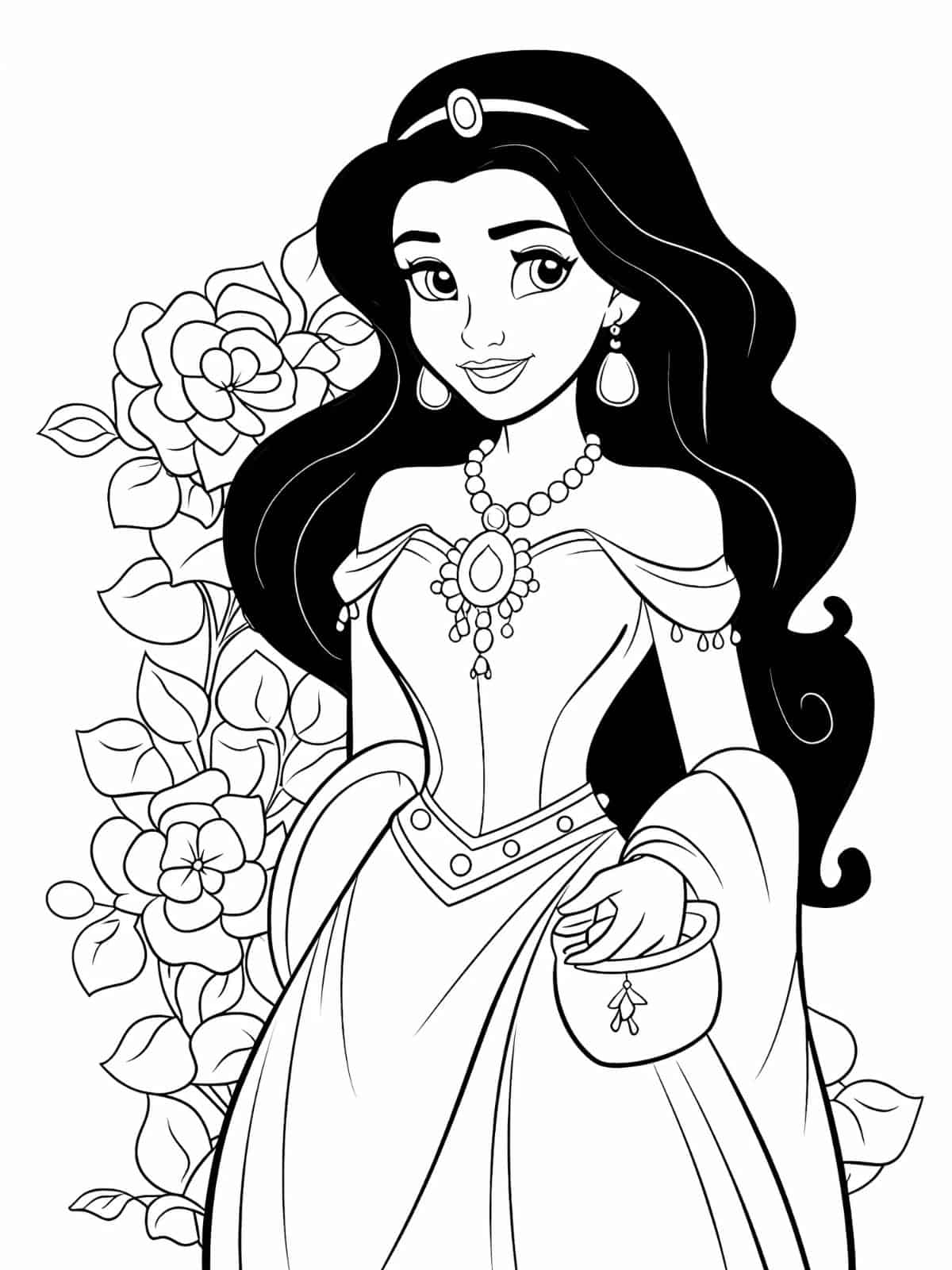 Cute Jasmine Princess Coloring Pages