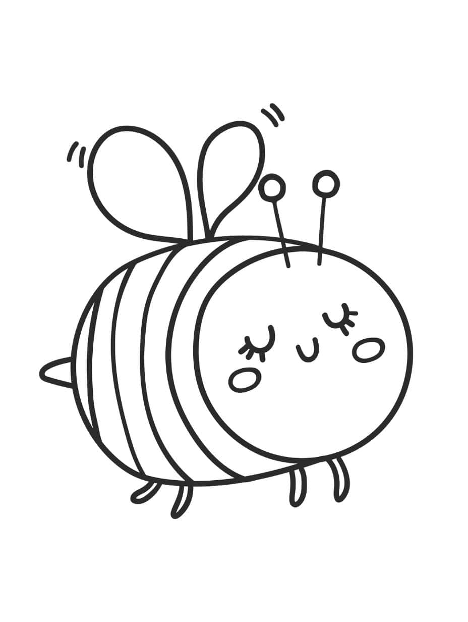 Cute Kawaii Bee Coloring Pages