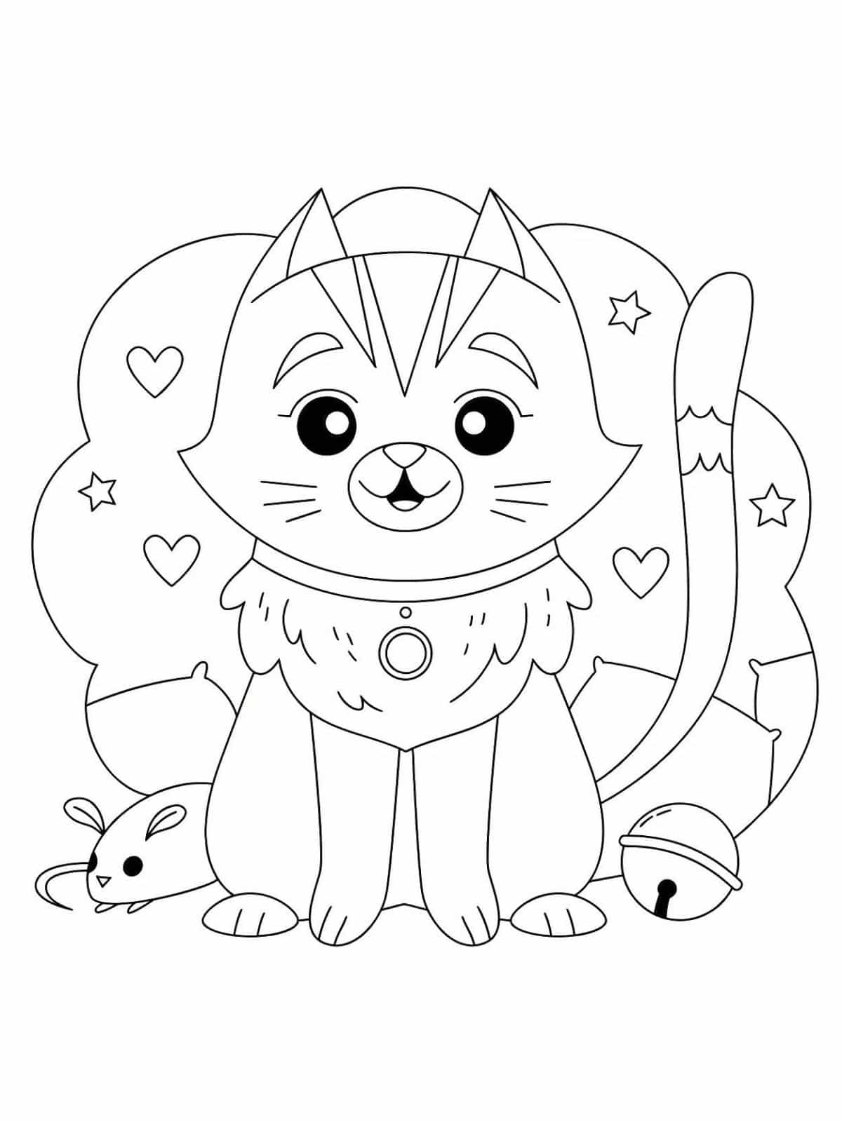 Cute Kawaii Cat Coloring Pages