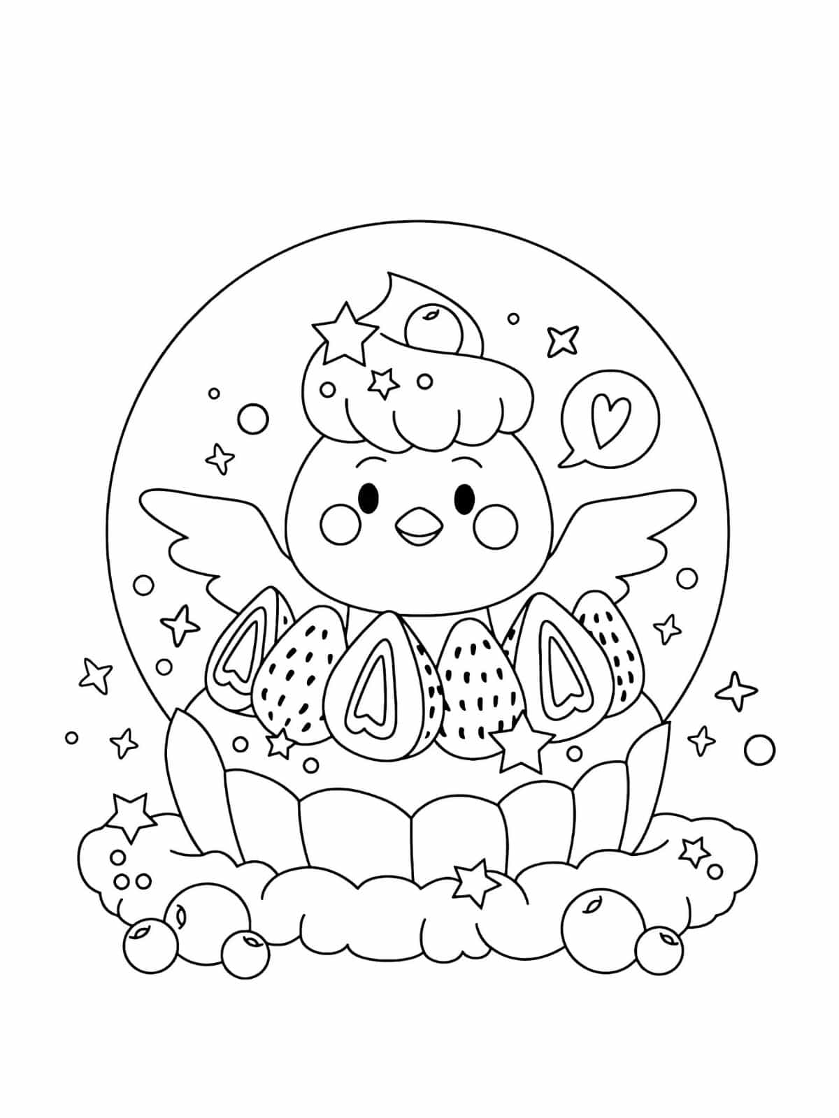 Cute Kawaii Duck Coloring Pages