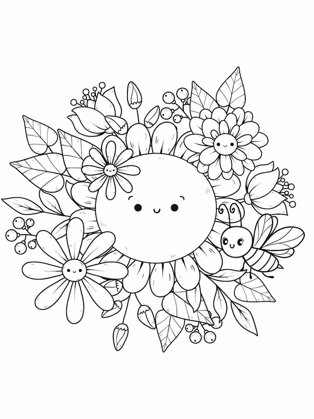 Cute Kawaii Flower Coloring Sheets