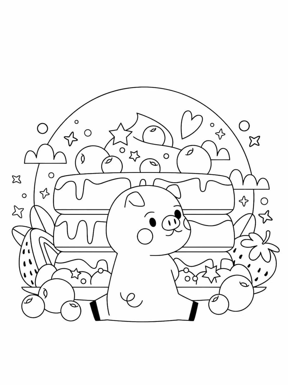 Cute Kawaii Pig Coloring Pages