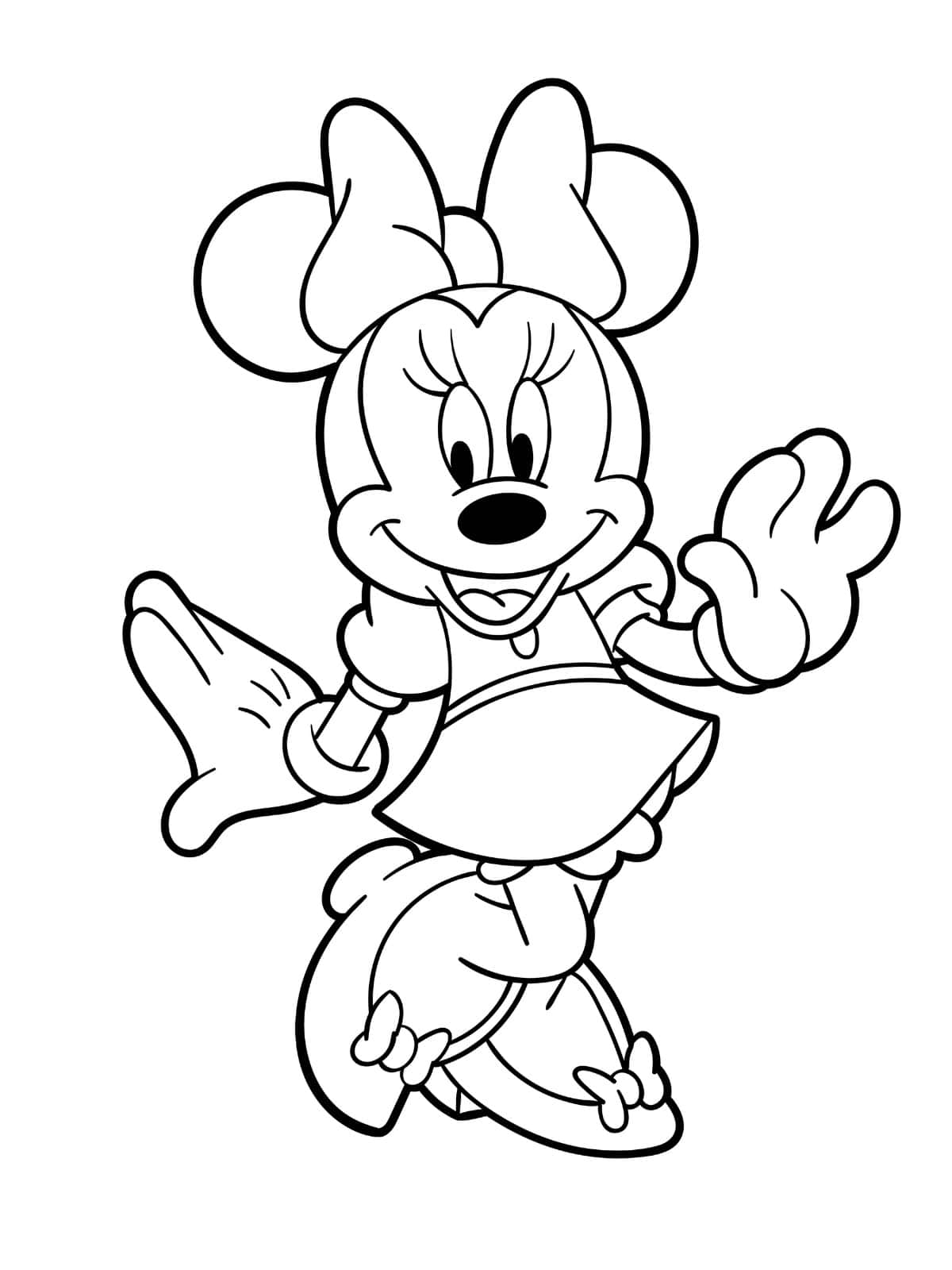 Cute Minnie Mouse Coloring Page For Kid To Color