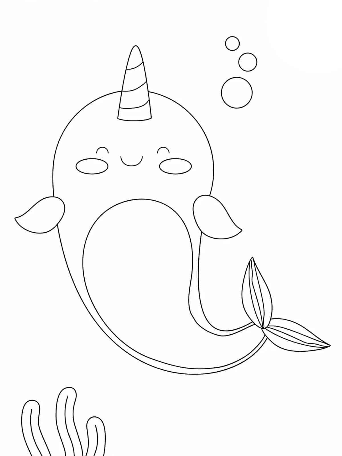 Cute Narwhal Coloring Pages