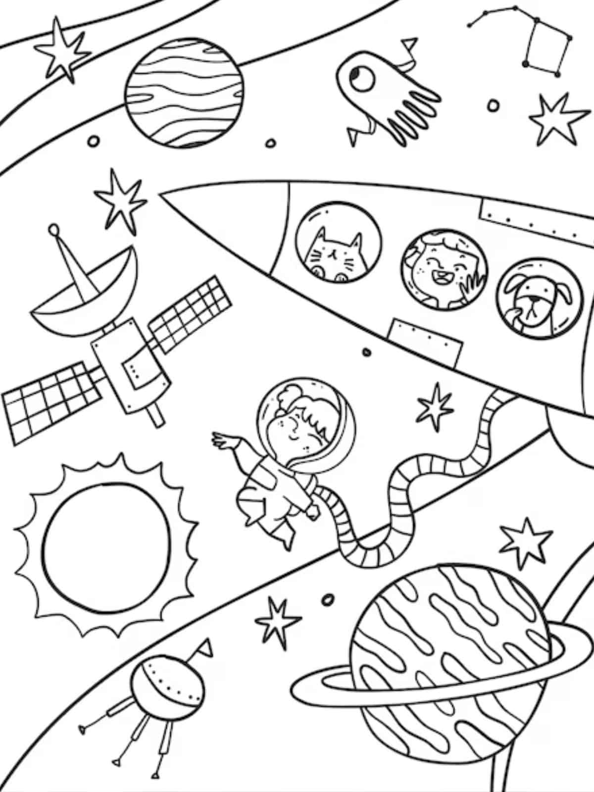 Cute Outer Space Coloring Pages For Kids