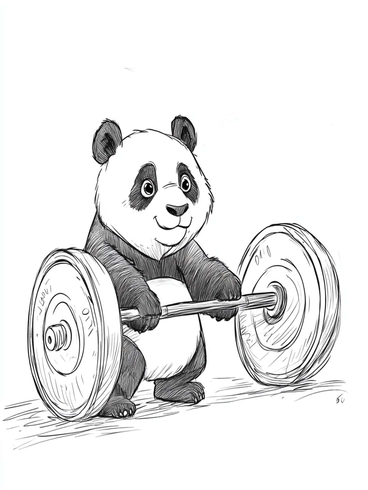 Cute Panda In The Gym Coloring Pages