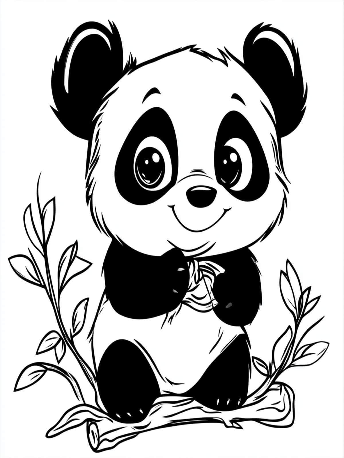 Cute Panda Sleeping On Tree Coloring Pages