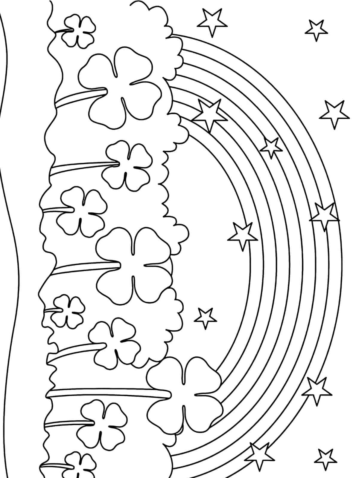 Cute Rainbow Four Leaf Coloring Pages