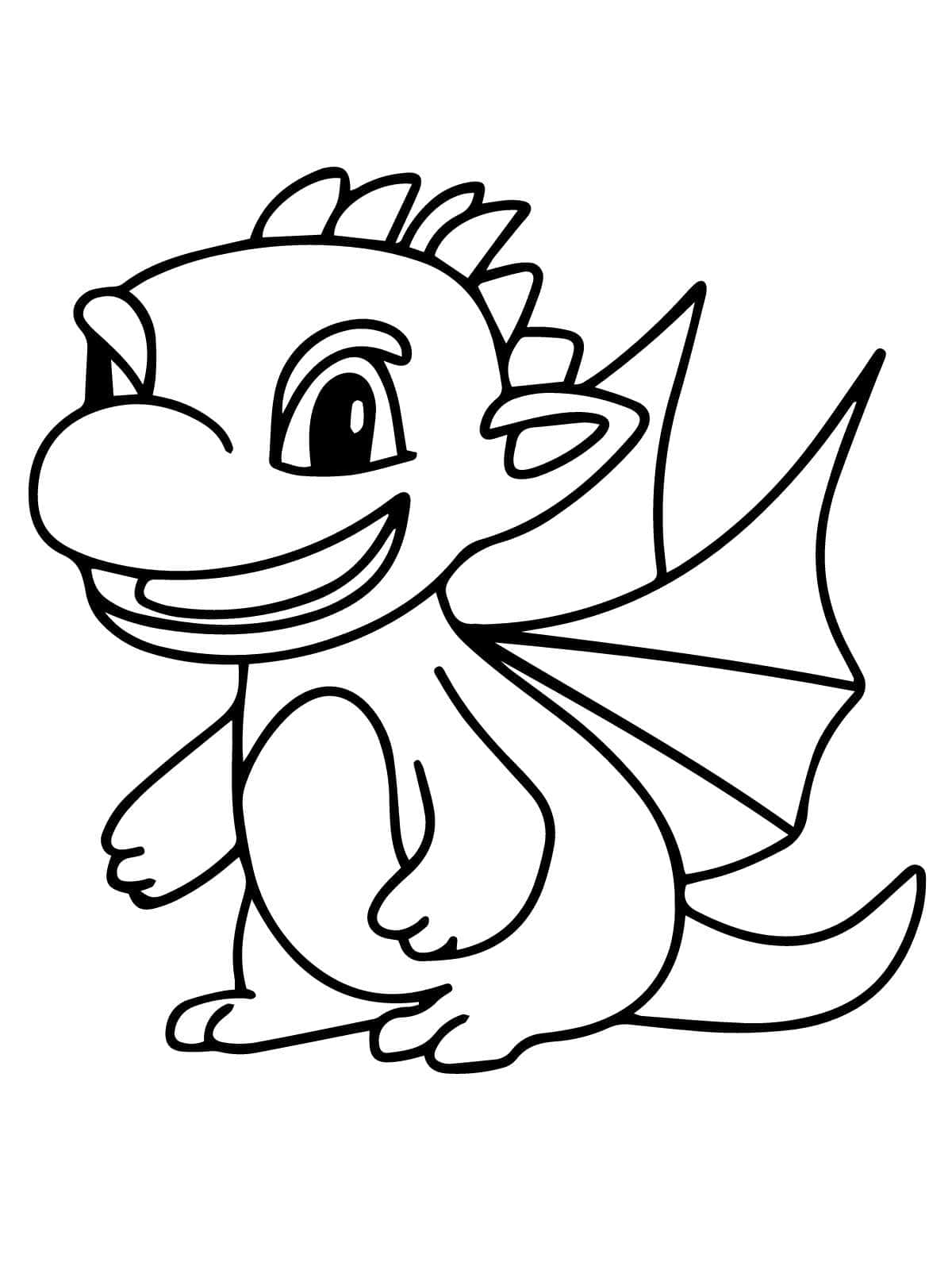 Cute Simple Dragon Coloring Pages For Kids