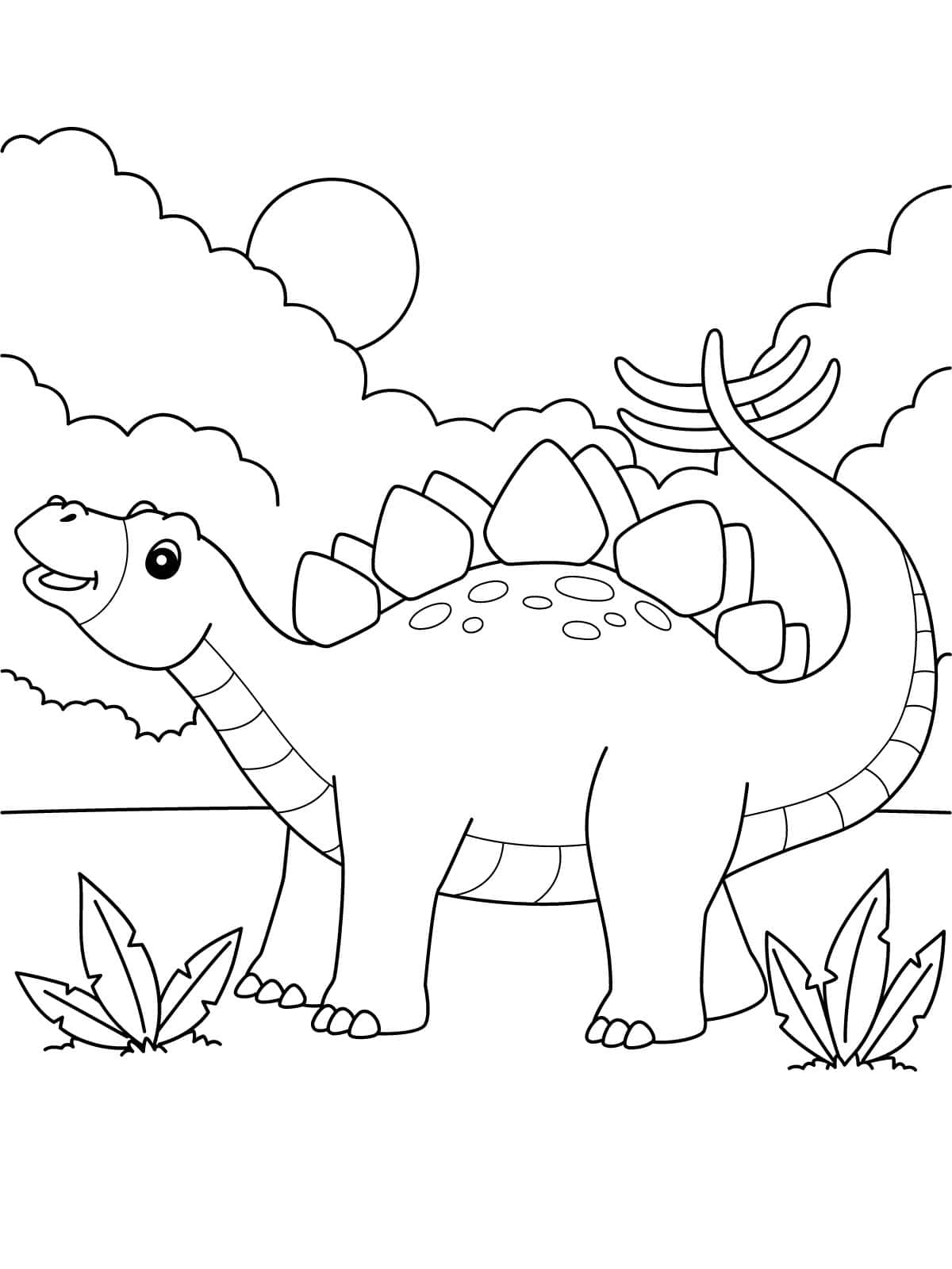 Dinosaur In The Forest Coloring Pages