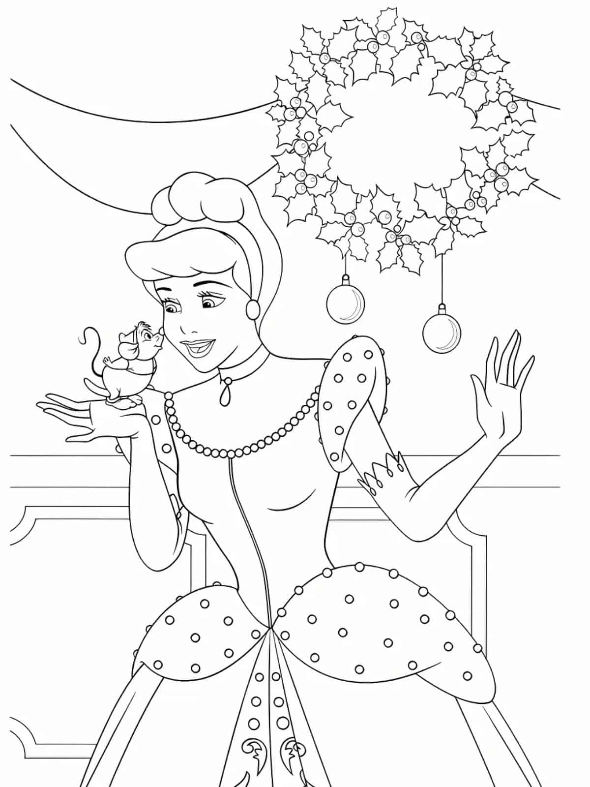 Disney Christmas Characters Interacting Coloring Pages