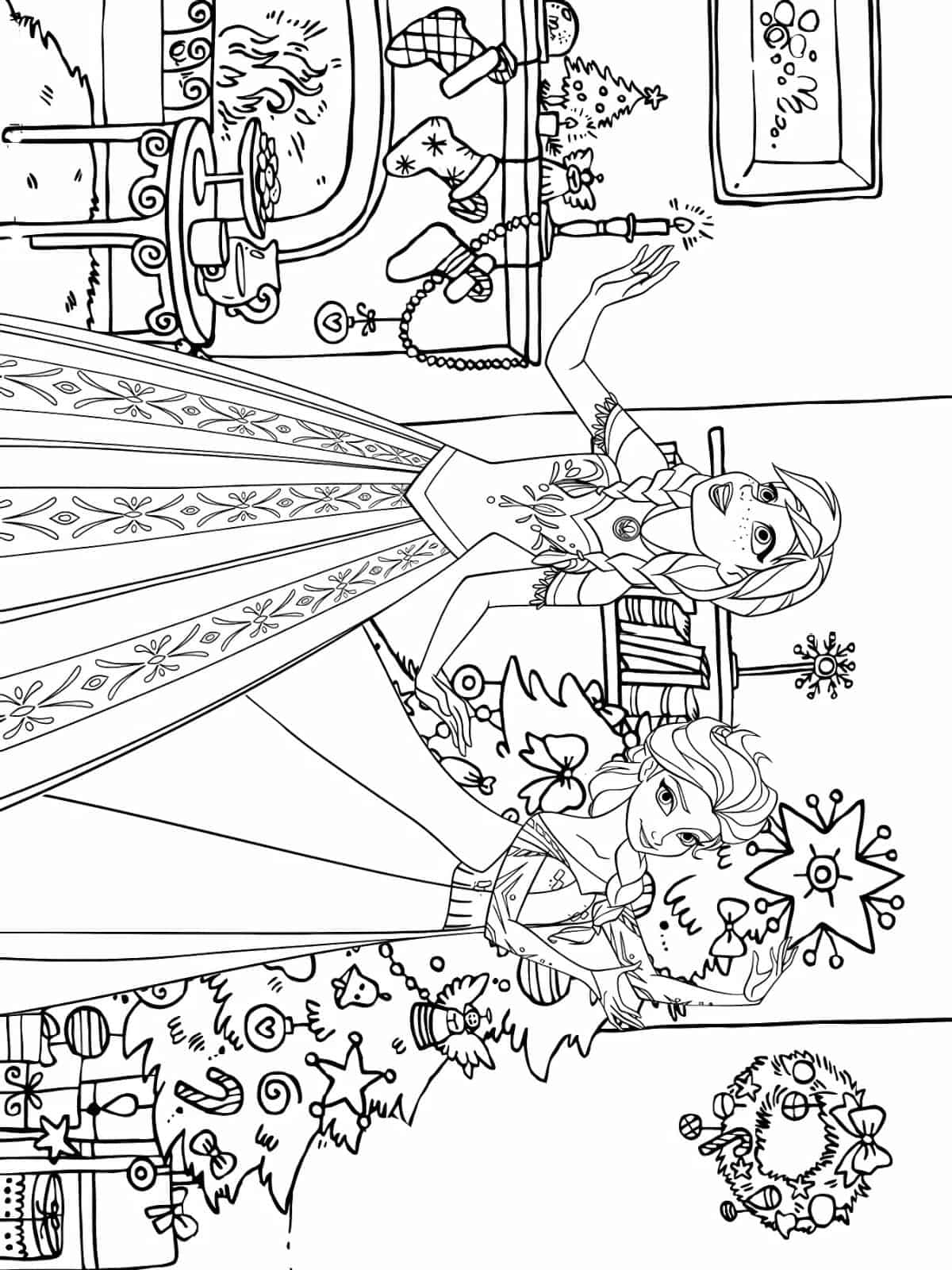 Disney Christmas Frozen Coloring Pages For Kids