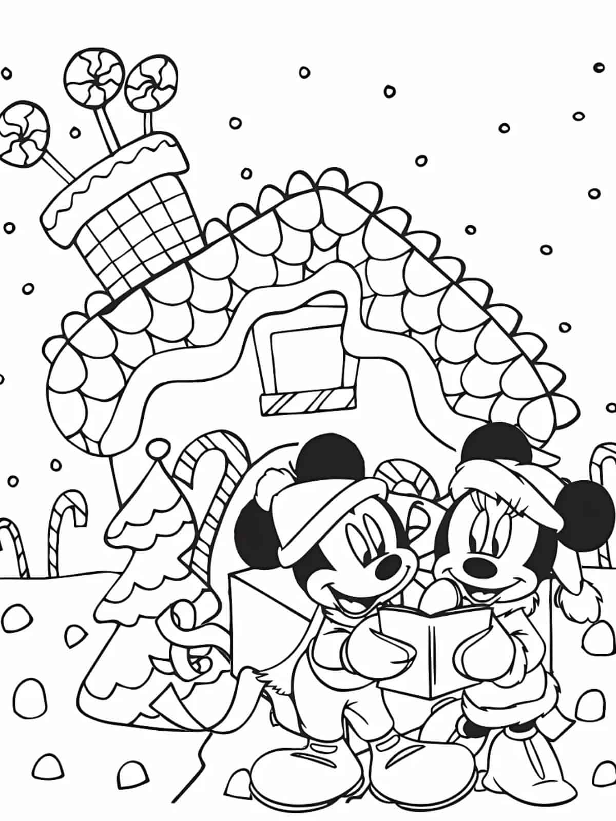 Disney Christmas Gingerbread House Coloring Pages