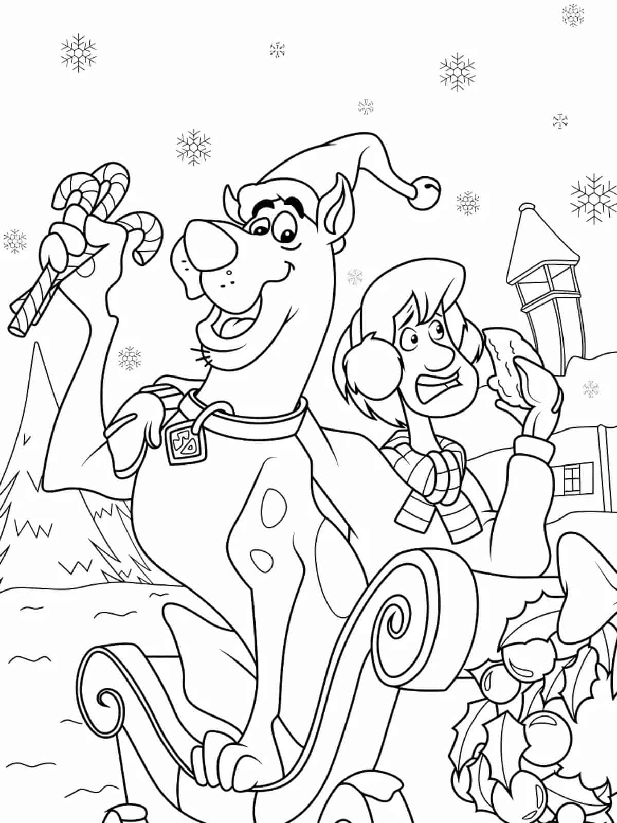 Disney Christmas Sledding Coloring Pages