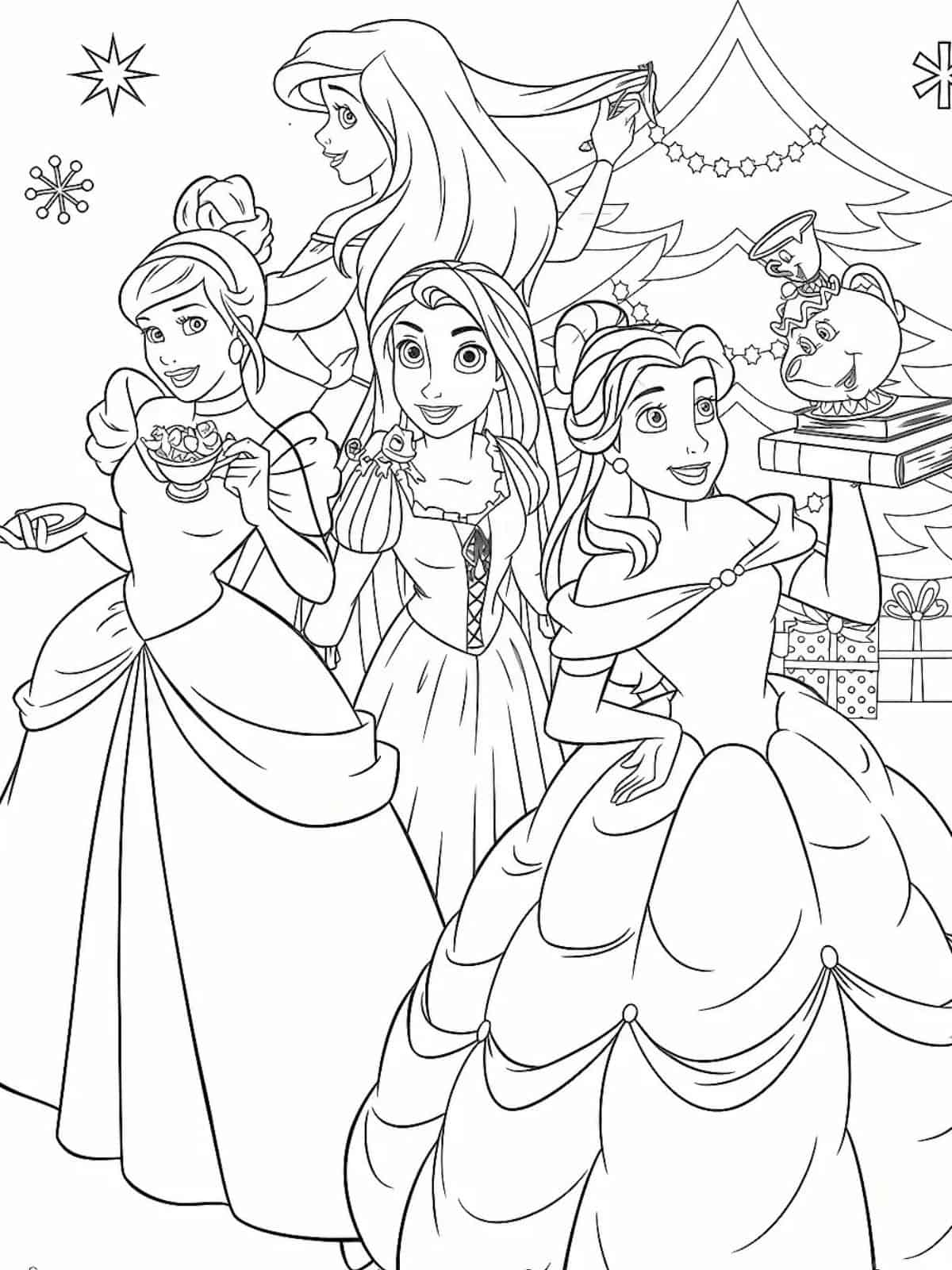 Disney Princess Christmas Coloring Pages For Kids