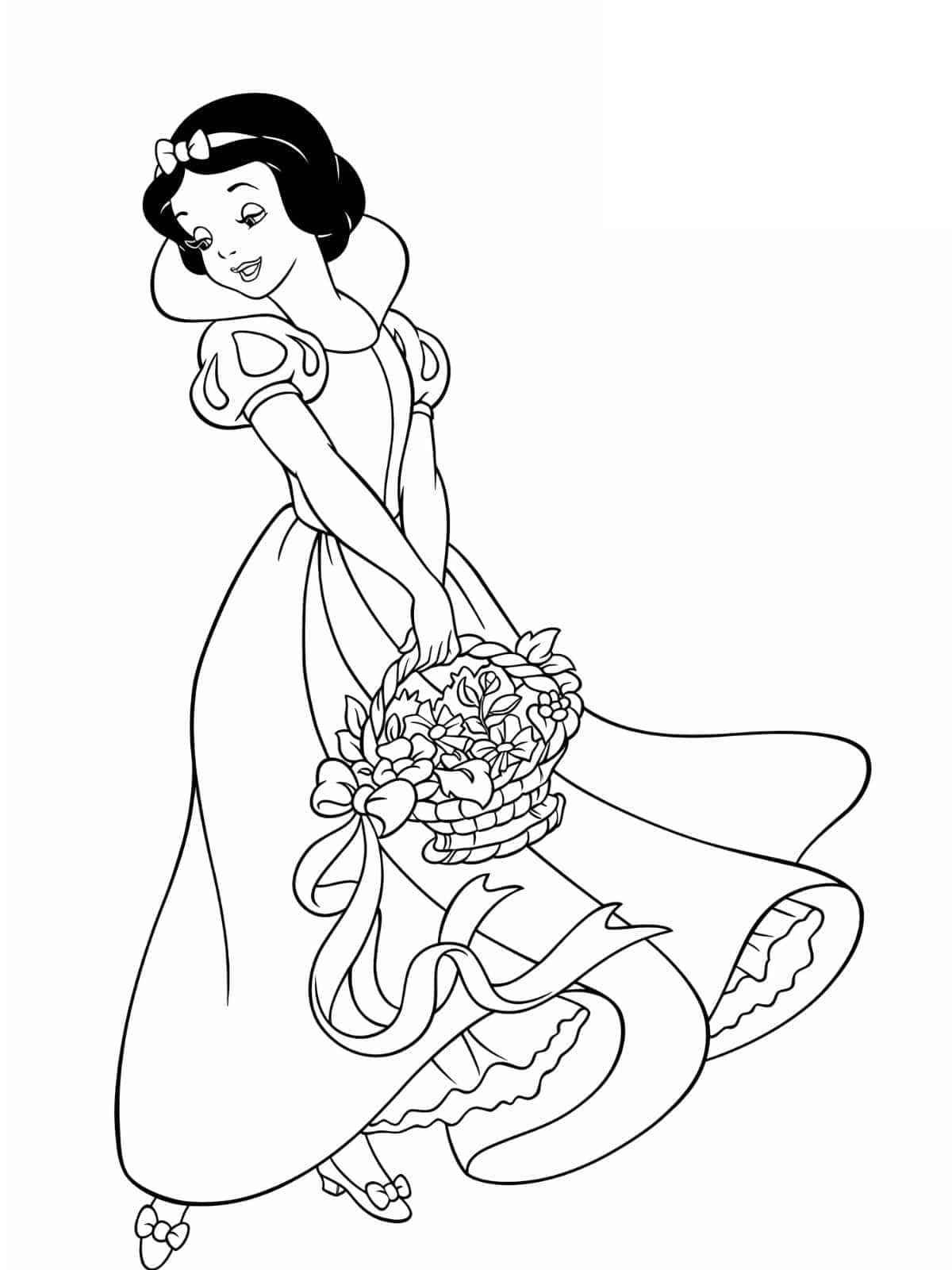 Disney Princess Snow White And Flower Coloring Sheets