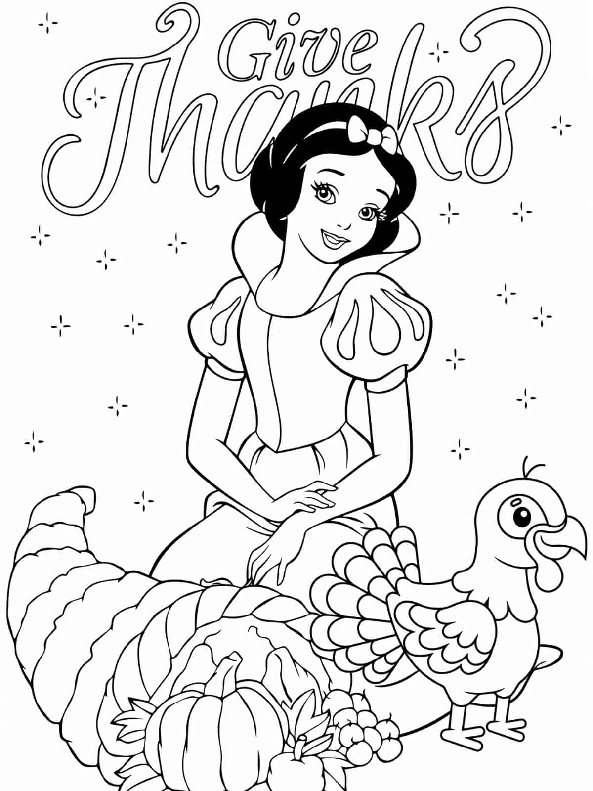 Disney Thanksgiving Snow White Coloring Pages