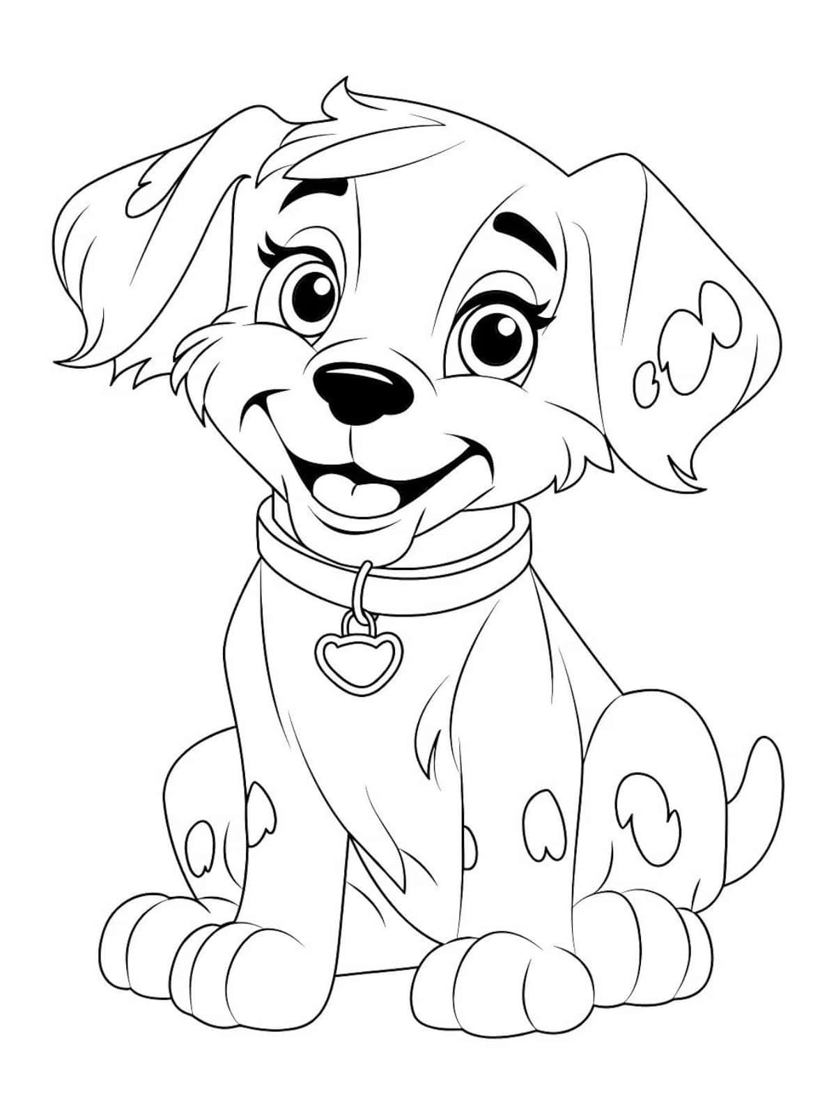 Dog Cartoon Coloring Sheet For Kids