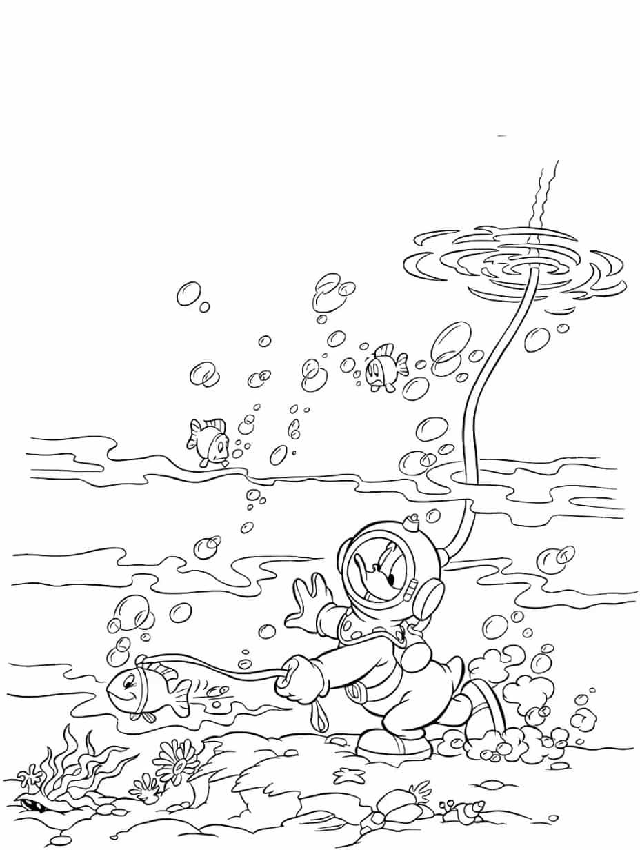 Donald Duck Fishing Coloring Pages