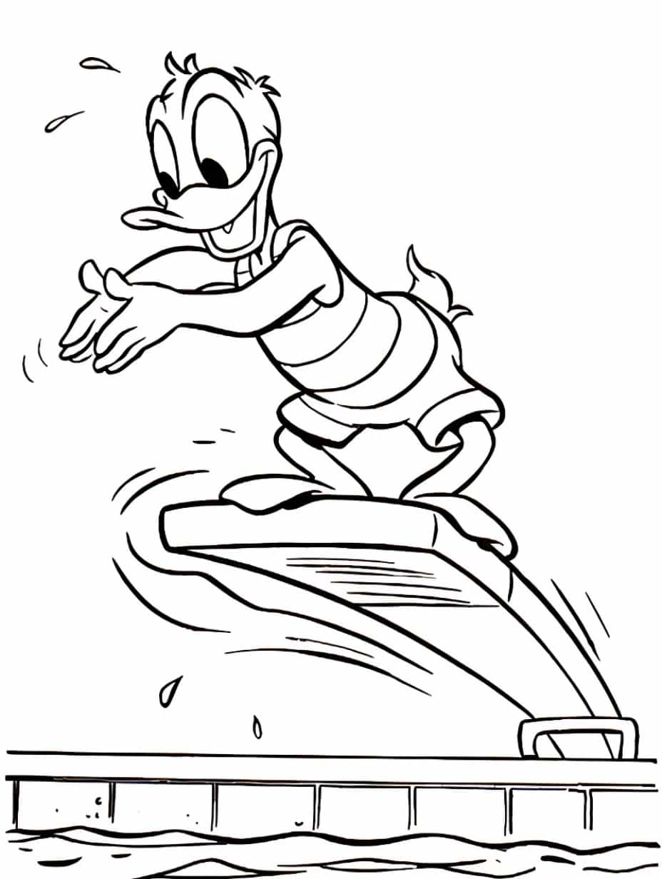 Donald Duck Jumping Coloring Pages