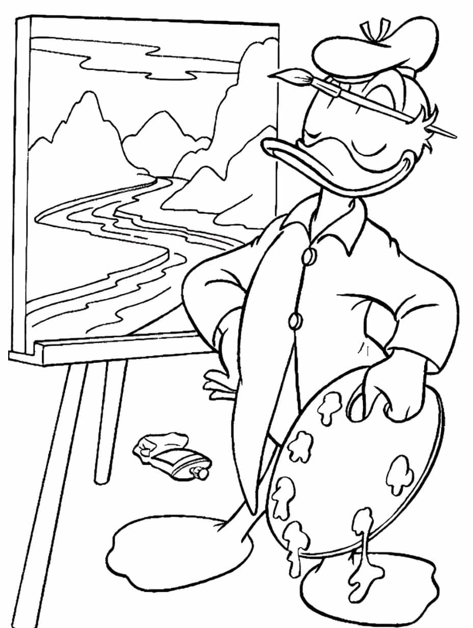 Donald Duck Painting Coloring Pages