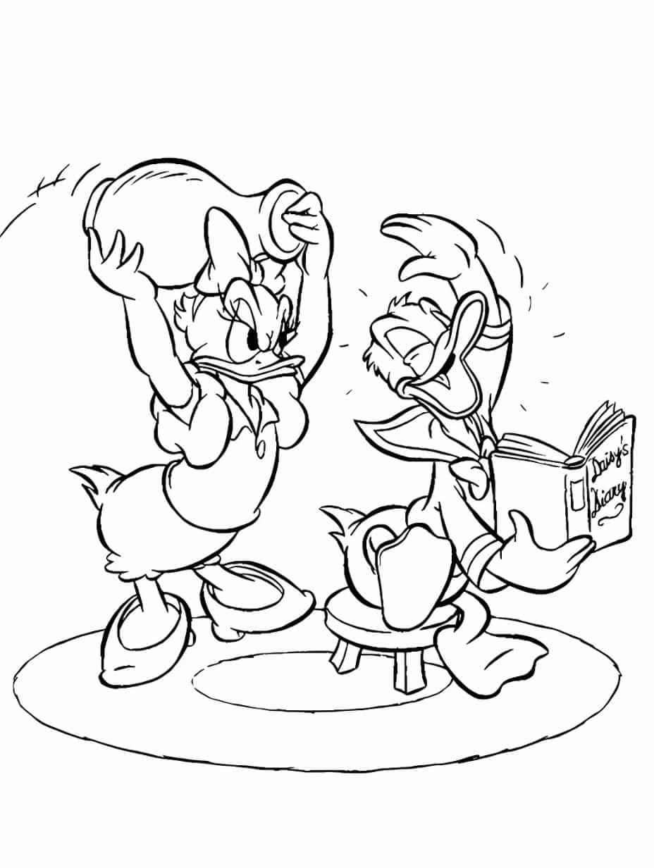 Donald Duck Reading A Book Coloring Pages