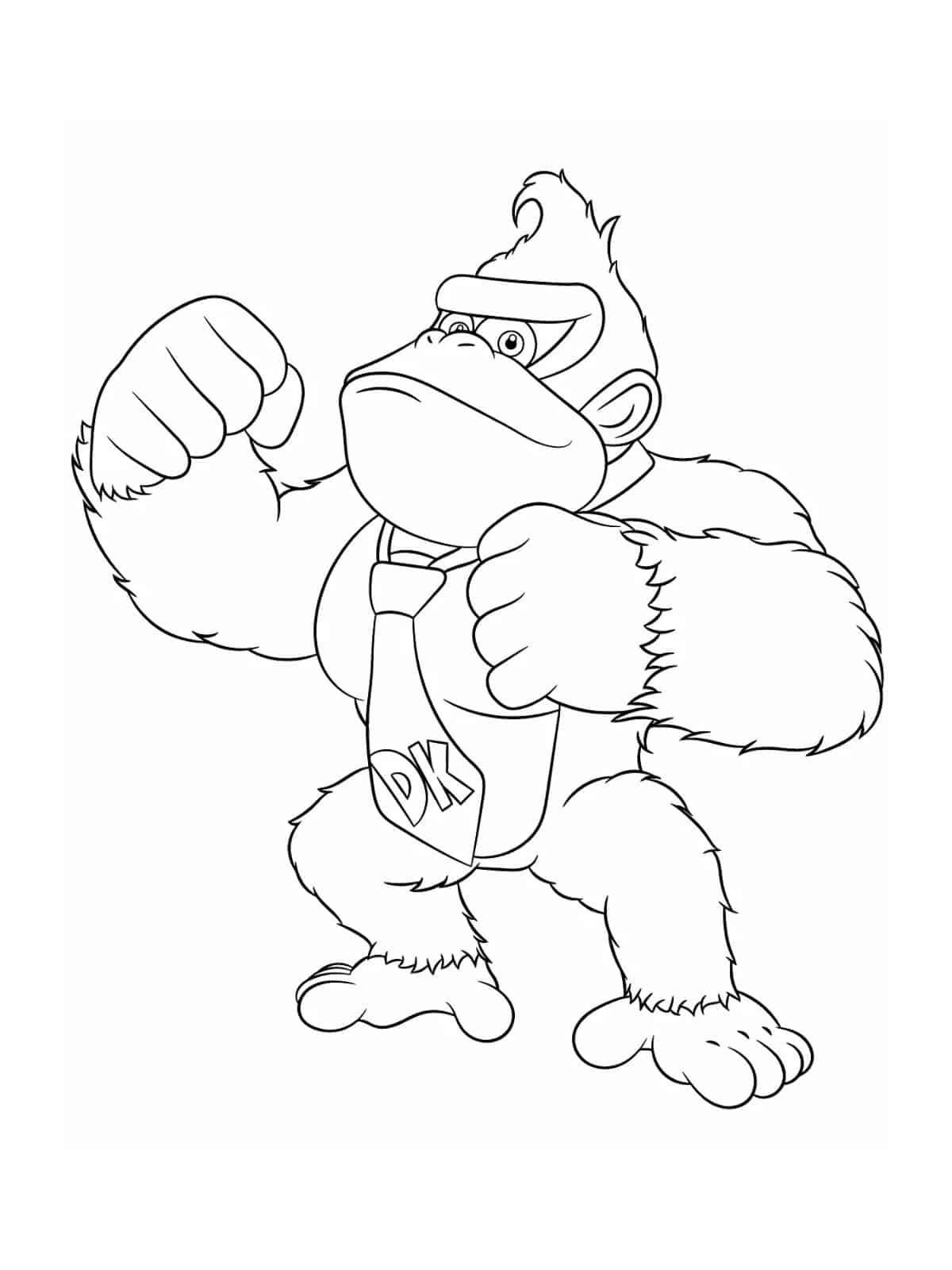 Donkey Kong In Mario Game Coloring Sheet