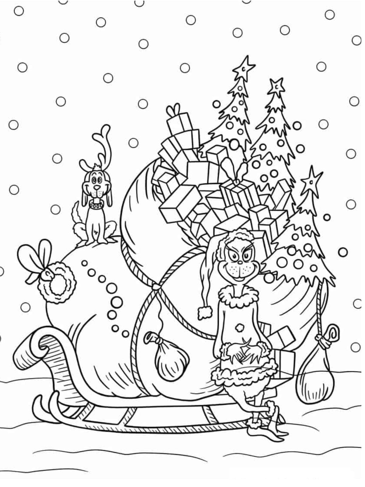 Dr Seuss Sneaky Grinch With Max Coloring Pages