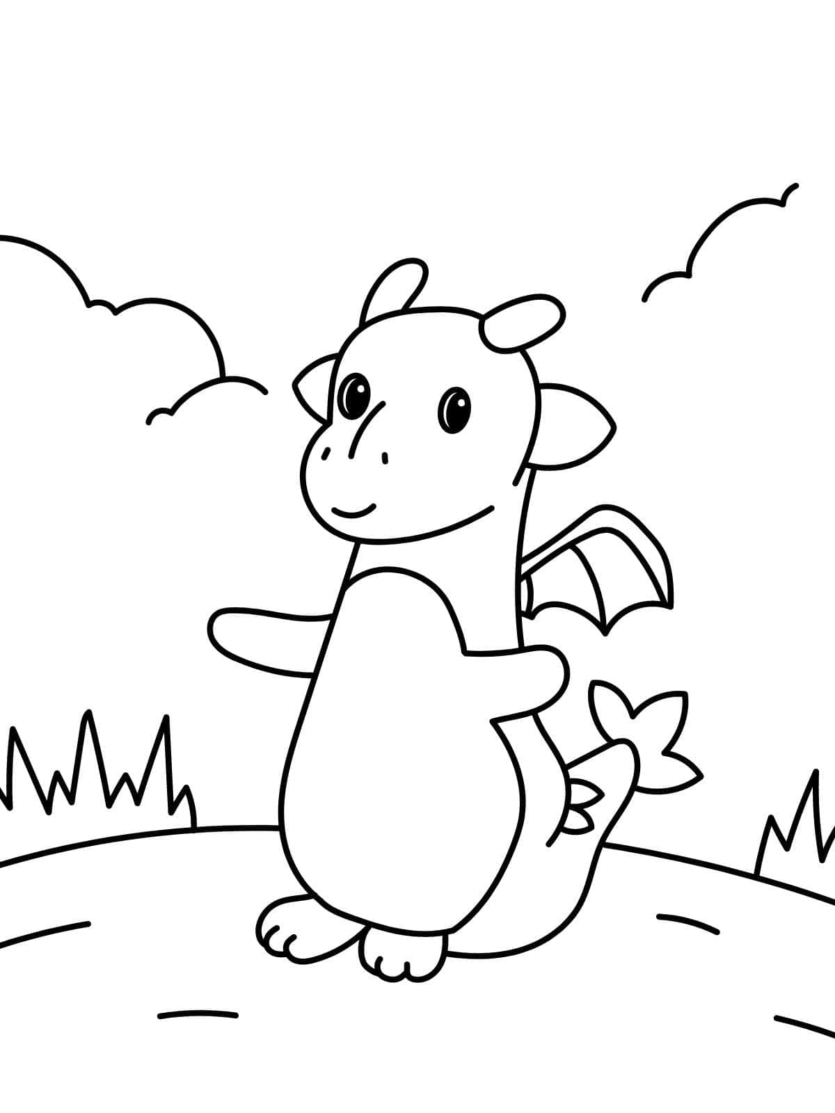 Dragon In Sky Coloring Pages For Kids