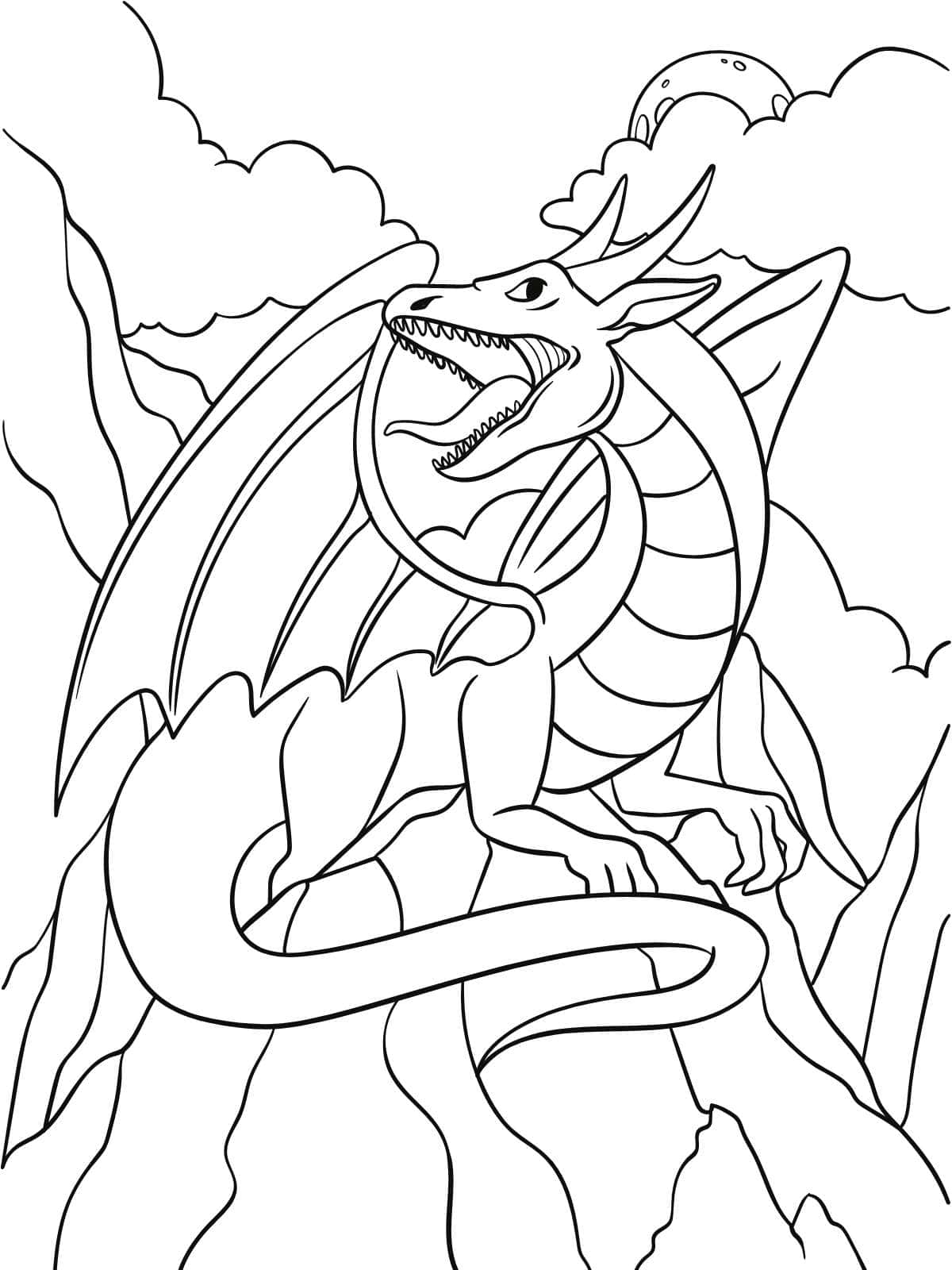 Dragon With Shield Coloring Pages