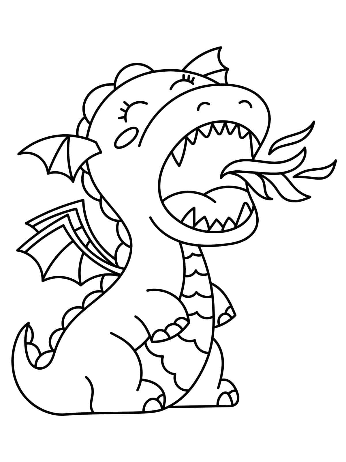 Dragon With Spikes Coloring Page