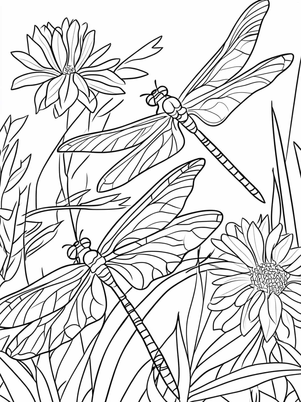 Dragonfly And Dragonfly Nymph Coloring Pages