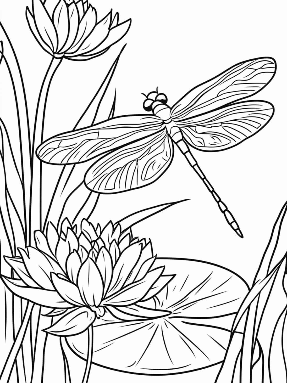 Dragonfly And Lily Pad Coloring Pages