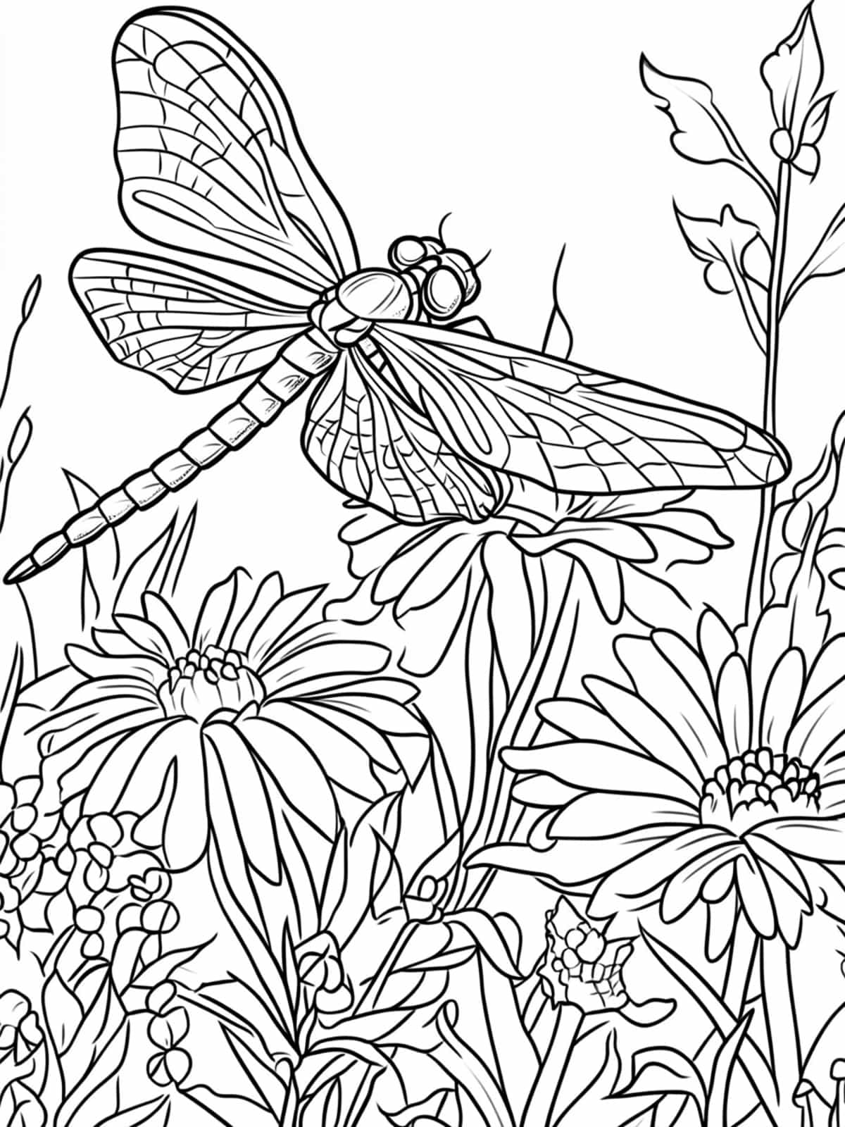 Dragonfly In The Garden Coloring Sheets