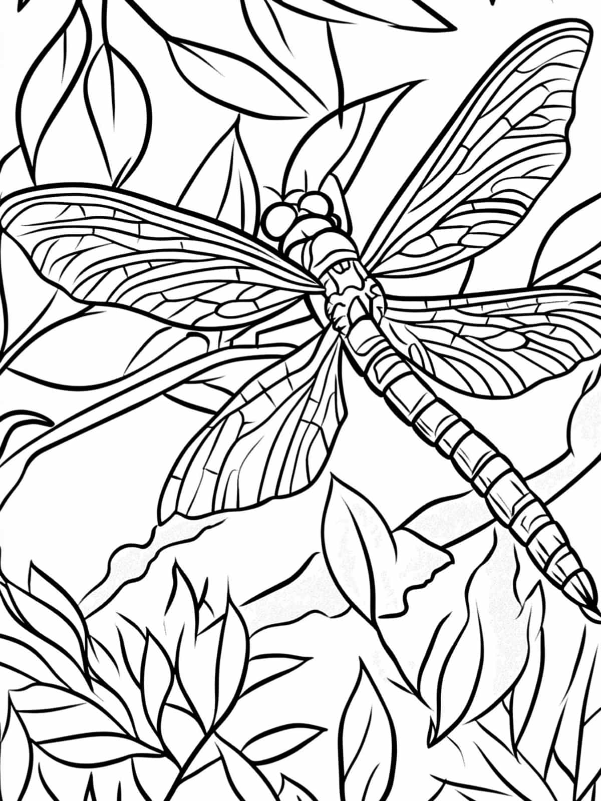 Dragonfly On A Tree Branch Coloring Pages