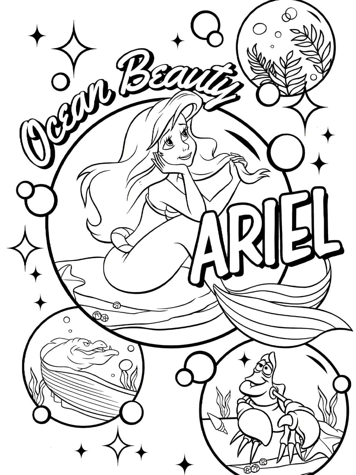 Easy Ariel Coloring Pages