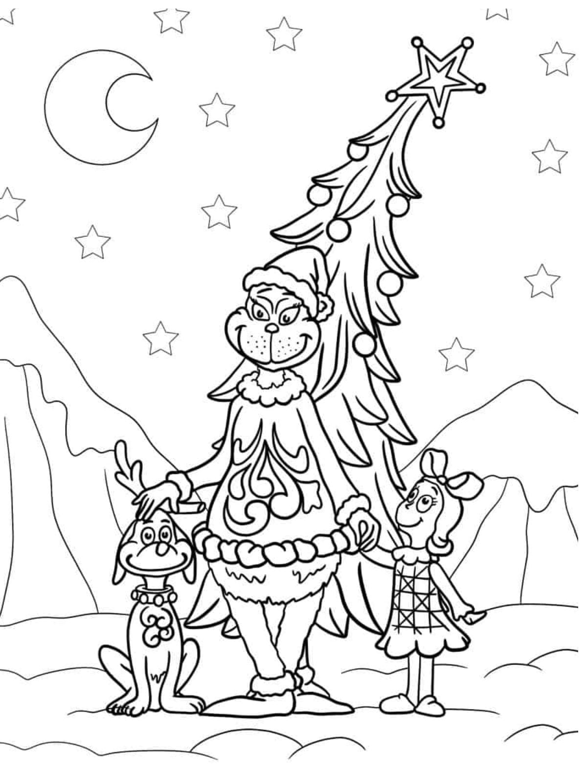 Easy Coloring Page Of The Grinch Max And Cindy Lou Coloring Pages