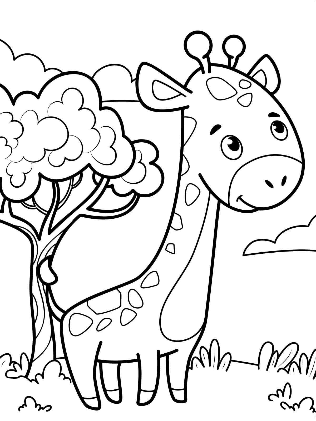 Easy Giraffe Coloring Pages For Kids