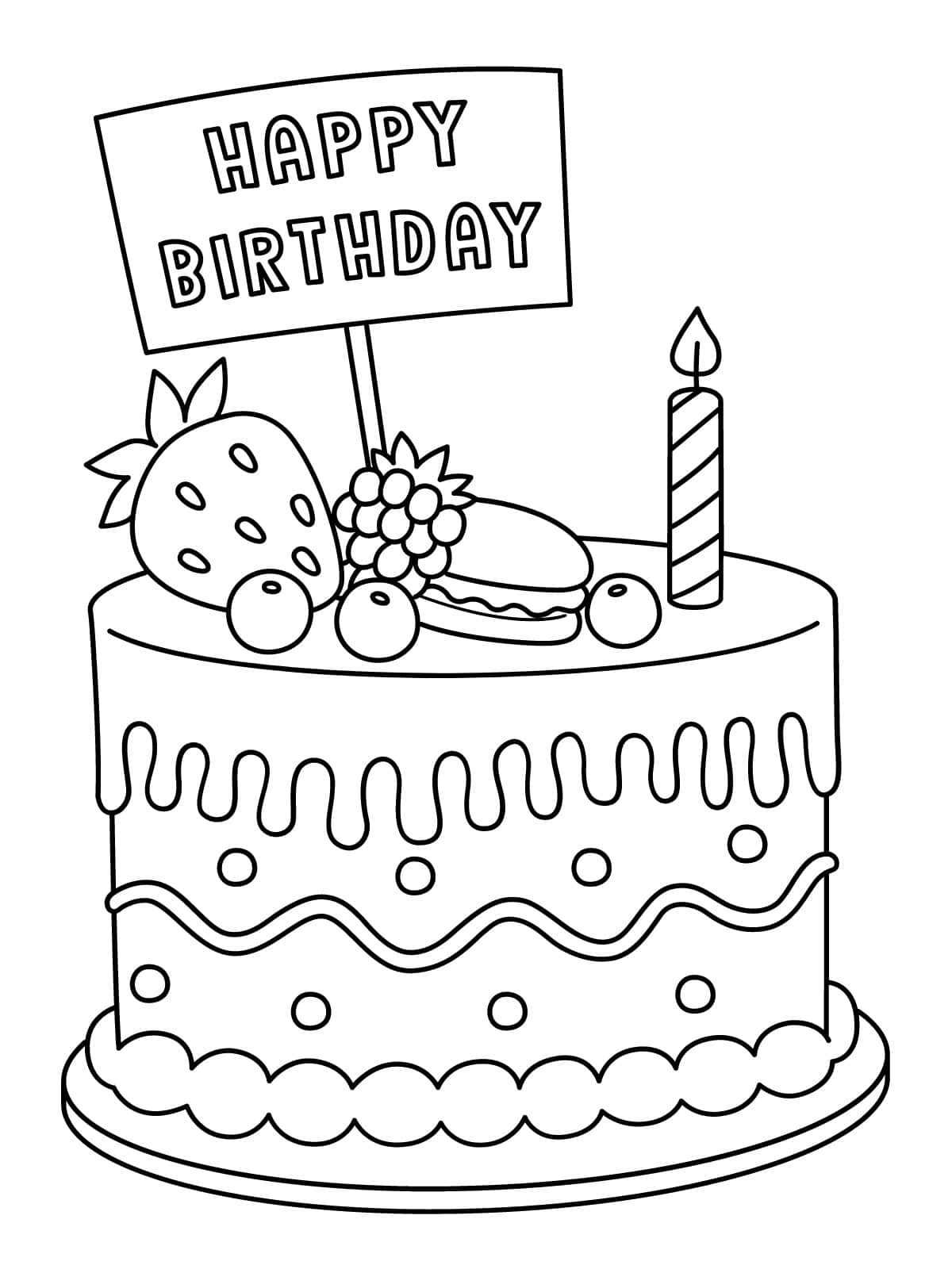 Easy Happy Birthday Coloring Pages