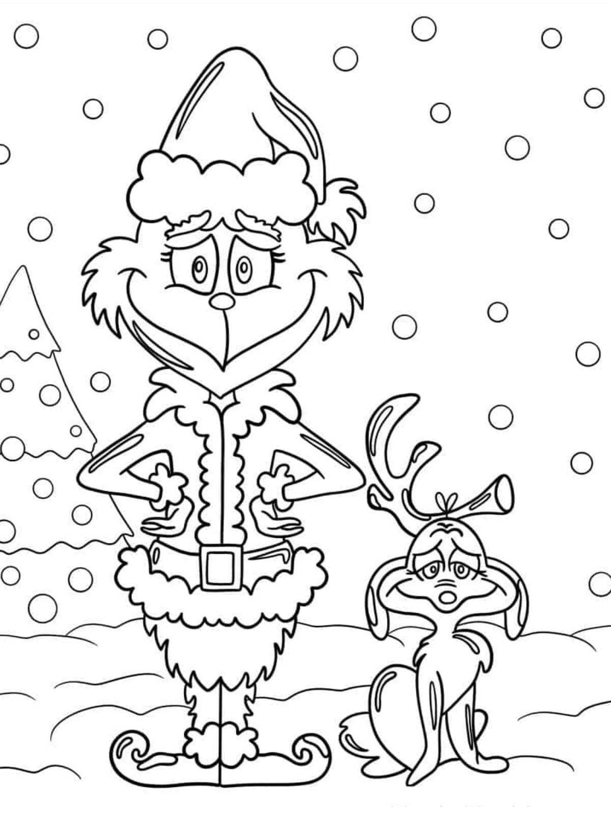 Easy Outline Of The Grinch To Color Coloring Pages